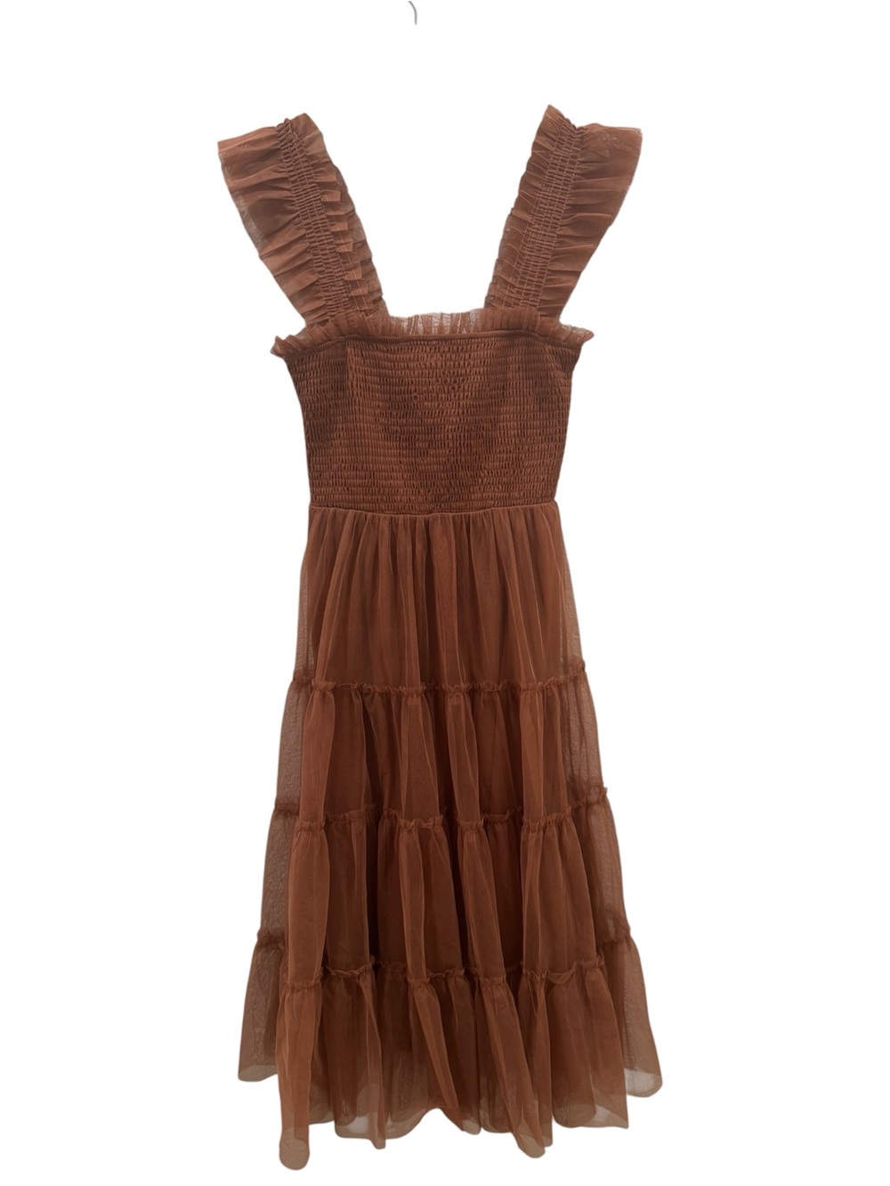 Baltic Born Rust Brown Smocked Tiered Midi Dress - Picture 2 of 5